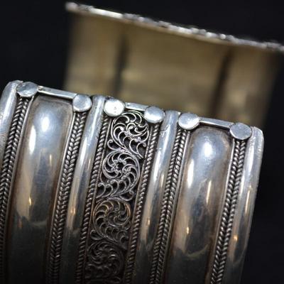 1.75" Wide Sterling Cuff Bracelet 6.5" 56.9g