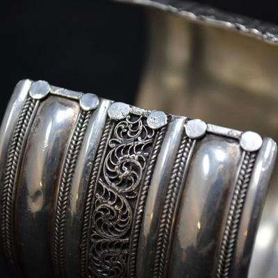 1.75" Wide Sterling Cuff Bracelet 6.5" 56.9g