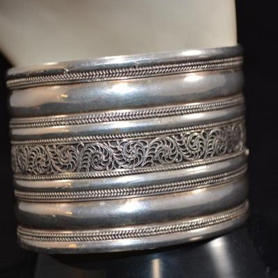 1.75" Wide Sterling Cuff Bracelet 6.5" 56.9g