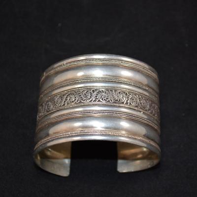 1.75" Wide Sterling Cuff Bracelet 6.5" 56.9g