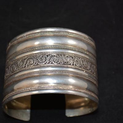 1.75" Wide Sterling Cuff Bracelet 6.5" 56.9g
