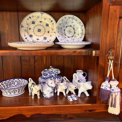 Mixed Lot Vintage Blue White Ceramic Decor
