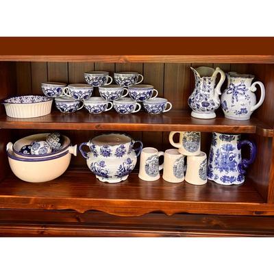 Vintage Lot Blue White Ceramic Mixed Decor