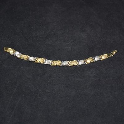 10k Two-Tone Gold Fashion Bracelet 7.5" 6.5g