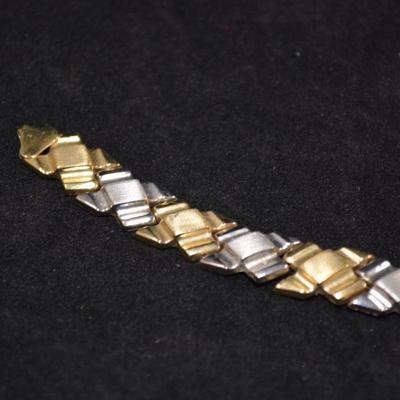 10k Two-Tone Gold Fashion Bracelet 7.5" 6.5g