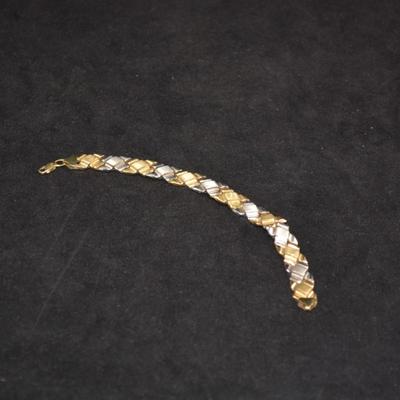 10k Two-Tone Gold Fashion Bracelet 7.5" 6.5g
