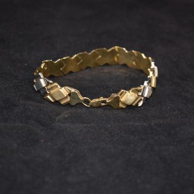 10k Two-Tone Gold Fashion Bracelet 7.5" 6.5g