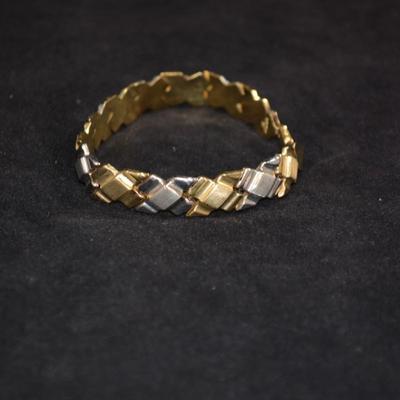 10k Two-Tone Gold Fashion Bracelet 7.5" 6.5g