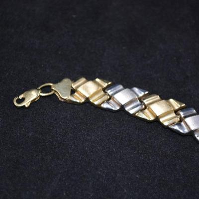 10k Two-Tone Gold Fashion Bracelet 7.5" 6.5g