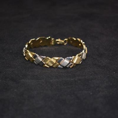 10k Two-Tone Gold Fashion Bracelet 7.5" 6.5g