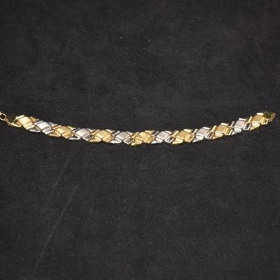 10k Two-Tone Gold Fashion Bracelet 7.5" 6.5g