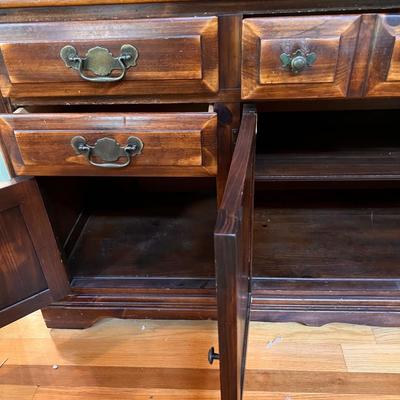 Vintage "Settler's Pine" Solid White Pine Wood Hutch - 2 Pieces