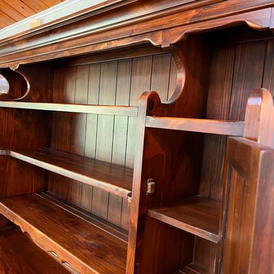 Vintage "Settler's Pine" Solid White Pine Wood Hutch - 2 Pieces