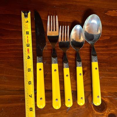 MCM Anacapa 48 Piece Vintage Yellow Stainless Steel Flatware Utensils