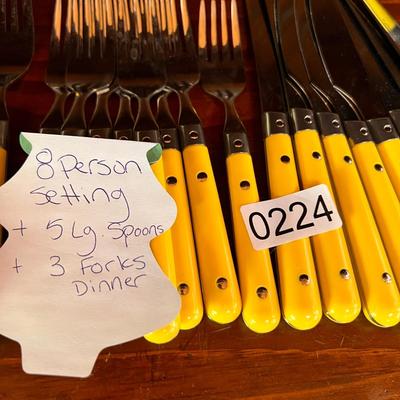 MCM Anacapa 48 Piece Vintage Yellow Stainless Steel Flatware Utensils