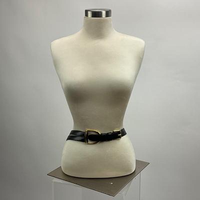 Lot 1518 Ralph Lauren, Black Leather Belt with Gold Tone Horsebit Hardware