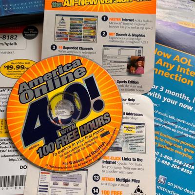 Early Internet Advertising, Disks - AOL America Online, Microsoft