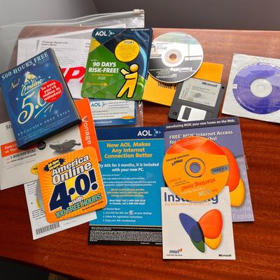 Early Internet Advertising, Disks - AOL America Online, Microsoft