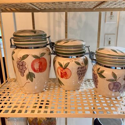 Lot of Vintage Kitchen Ceramics - Cannisters, Pitchers, Vases, Plates, etc.
