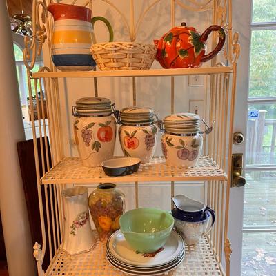Lot of Vintage Kitchen Ceramics - Cannisters, Pitchers, Vases, Plates, etc.