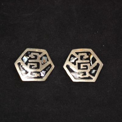 Sterling Clip-On Earrings with Mother of Pearl 12.9g