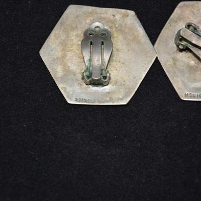 Sterling Clip-On Earrings with Mother of Pearl 12.9g
