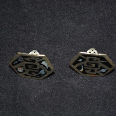 Sterling Clip-On Earrings with Mother of Pearl 12.9g
