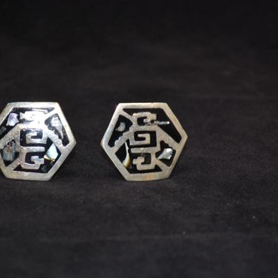 Sterling Clip-On Earrings with Mother of Pearl 12.9g