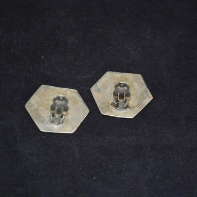 Sterling Clip-On Earrings with Mother of Pearl 12.9g