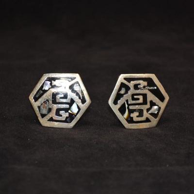 Sterling Clip-On Earrings with Mother of Pearl 12.9g