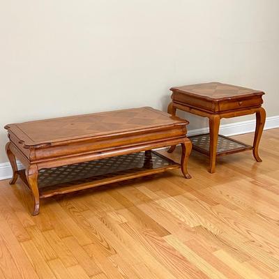 Pair (2) ~ Solid Wood Inlaid Coffee & End Table