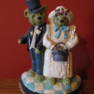 Bride and Groom Bears Design Cast Metal Doorstop- Approx 12
