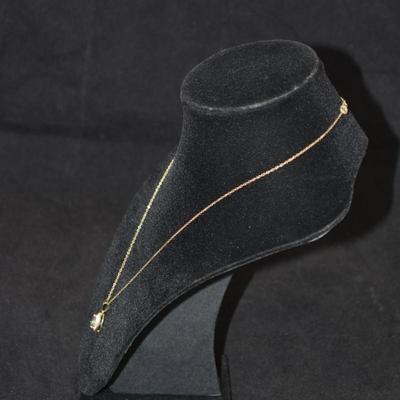 Gold-Tone 925 Sterling Chain with 925 Alexandrite & Diamond Chip Pendant 18" 2.9g