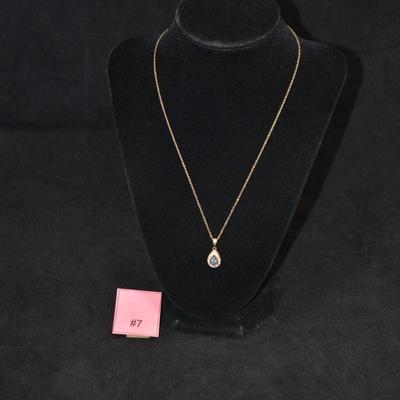 Gold-Tone 925 Sterling Chain with 925 Alexandrite & Diamond Chip Pendant 18" 2.9g