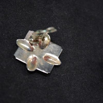 Vintage Sterling Clip-On Earrings with Turquoise 6.8g