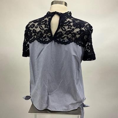 Lot  1537 ZARA BASIC Striped & Crochet Neck Top