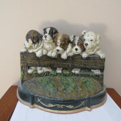 Puppy Themed Cast Metal Doorstop- Approx 8 1/4