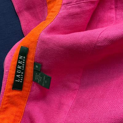 1546 Lauren By Ralph Lauren Linen Hot Pink Crest Top