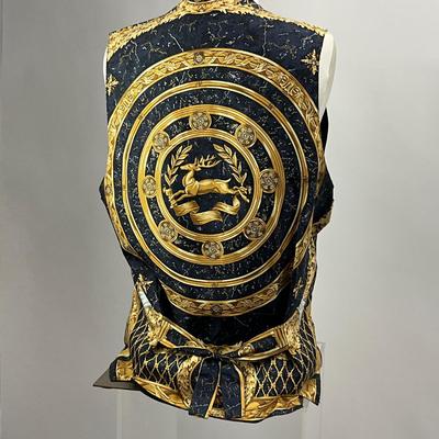 1547 WATHNE Navy & Gold Silk Vest