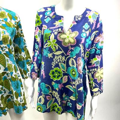 Lot. 1566 Pair of Long-sleeve Floral/Tropical Tunics 100% Cotton