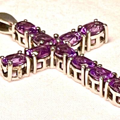 Sterling and amethyst cross necklace