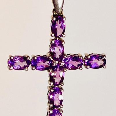 Sterling and amethyst cross necklace