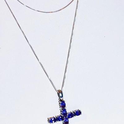 Sterling and amethyst cross necklace