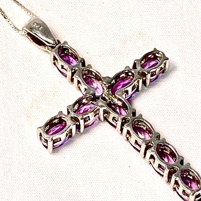 Sterling and amethyst cross necklace