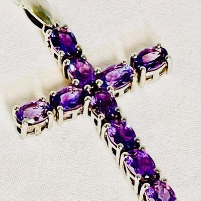 Sterling and amethyst cross necklace