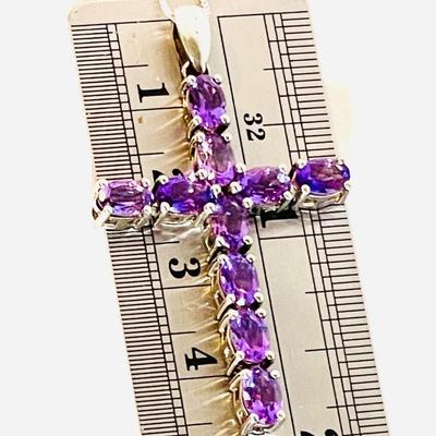Sterling and amethyst cross necklace