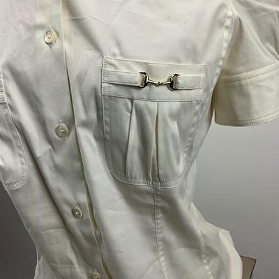 1554 Gucci White Blouse Top Sz 42