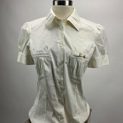 1554 Gucci White Blouse Top Sz 42