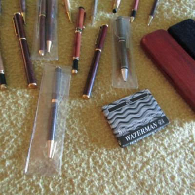 Collection of Pens and Pencils with Hand Made Wooden Casings