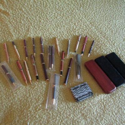 Collection of Pens and Pencils with Hand Made Wooden Casings